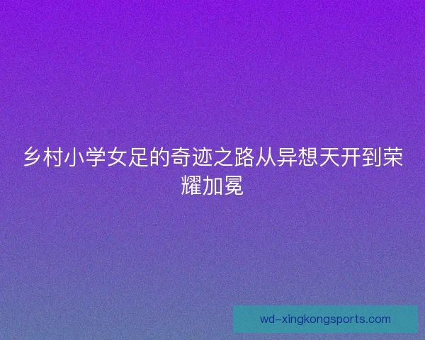 乡村小学女足的奇迹之路从异想天开到荣耀加冕